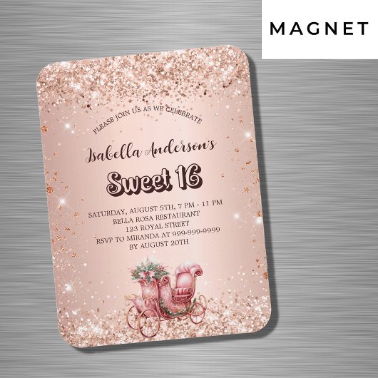Sweet 16 Rose Goldschmiede Luxus Einladung Magnet