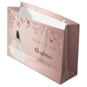 Sweet 16 Rose Goldsterne Elfenbeinkleid Große Geschenktüte (Vorderseite Schrägansicht)