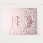 Sweet 16 Rose Goldtiara-Krone Rosa Monogramm Wandteppich (Vorderseite (Horizontal))