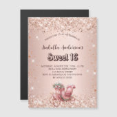 Sweet 16 Rose Goldwagen Luxus Magneteinladung (Vorne/Hinten)