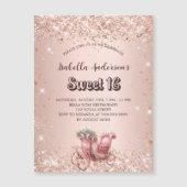 Sweet 16 Rose Goldwagen Luxus Magneteinladung (Vorderseite)