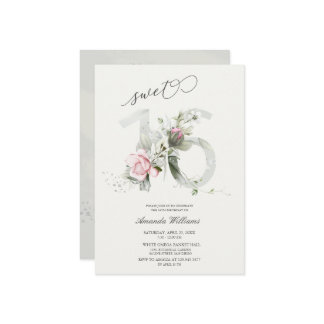Sweet 16 Rose Grau | Silberromantische Einladung