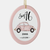 Sweet 16 Rose Rosa Foto Name Keramik Ornament (Rechts)