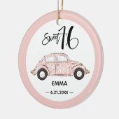 Sweet 16 Rose Rosa Foto Name Keramik Ornament (Links)
