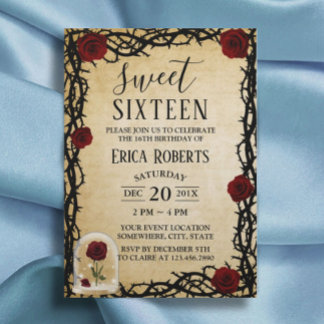 Sweet 16 Rose & Thorn Vintag Messe Geburtstag Einladung