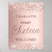 Sweet 16 Roségold-Willkommen Poster (Vorne)