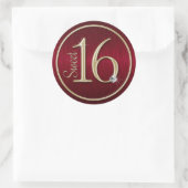 Sweet 16 Rot/Gold Umschlag Aufkleber Stickers (Tasche)