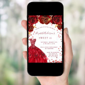 Sweet 16 rot weißes Kleid glamourös Einladung