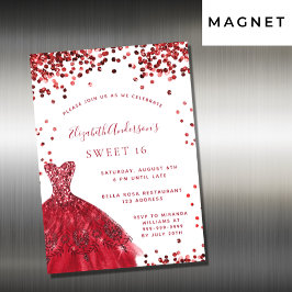 Sweet 16 rot weißes Kleid Luxus Magneteinladung