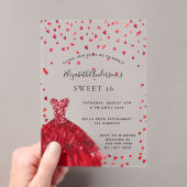Sweet 16 rote Kleiderherzen klar Acryleinladungen (Insitu (Handheld))