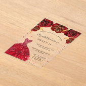 Sweet 16 rote Rosen kleiden Glitzer klar Acryleinladungen (Ablage )