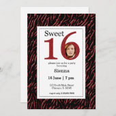 Sweet 16 roter Glitzer mit einem Foto Einladung (Vorne/Hinten)