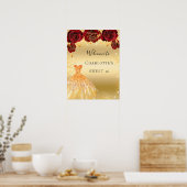 Sweet 16 Rotgold Glitzer Kleid Blumenempfang Poster (Küche)