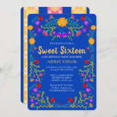 Sweet 16 Royal Blue Fiesta Blume 16. Einladung (Vorne/Hinten)