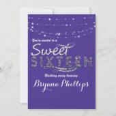 Sweet 16 Royal Blue Glitzer Sliver Party Glam Einladung (Vorderseite)