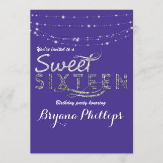 Sweet 16 Royal Blue Glitzer Sliver Party Glam Einladung