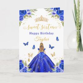 Sweet 16 Royal Blue Princess Blonde Girl Karte