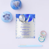 Sweet 16 Royal Blue Silber Einladung Budget Flyer (Einzeln)