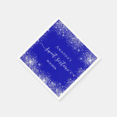 Sweet 16 Royal Blue Silber Glitzer Staub Monogramm Serviette (Ecke)
