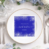 Sweet 16 Royal Blue Silber Glitzer Staub Monogramm Serviette