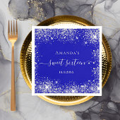 Sweet 16 Royal Blue Silber Glitzer Staub Monogramm Serviette