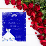Sweet 16 Royal Blue Silver Kleid Einladung Flyer<br><div class="desc">Bitte beachten Sie, dass diese Einladung auf Flyer Papier und sehr dünn ist. Umschläge sind nicht enthalten. Für dickere Einladungen (gleiche Gestaltung) besuchen Sie bitte unseren Shop. Eine trendige und glamouröse Einladung für eine Sweet 16, 16. Geburtstagsfeier. Ein königsblauer Hintergrund mit Imitaten silberner Glitzer Staub, ein Tiara und ein Kleid....</div>