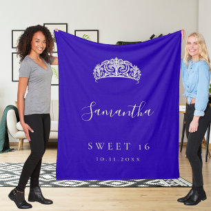 Sweet 16 Royal Blue Tiara Kronname Fleecedecke