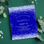 Sweet 16 Royal Blue White Flyer Einladung<br><div class="desc">Bitte beachten Sie, dass diese Einladung auf Flyer Papier und sehr dünn ist. Umschläge sind nicht enthalten. Für dickere Einladungen (gleiche Gestaltung) besuchen Sie bitte unseren Shop. Eine moderne, stilvolle und glamouröse Einladung zu einer Sweet 16. Geburtstagsfeier. Ein königsblauer Hintergrund, mit Imitaten und Glitzern aus Glitzer dekoriert. Personalisieren Sie Ihren...</div>