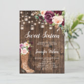 Sweet 16 Rustic Boho Blumenstrauß Lights Invitati Einladung (Stehend Vorderseite)