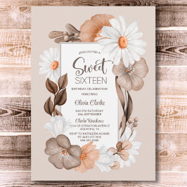 Sweet 16 Rustic Boho Floral Geburtstagsparty Einladung