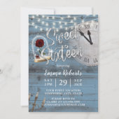 Sweet 16 Rustic Fairy Tale Dusty Blue Barn Wood Einladung (Vorderseite)