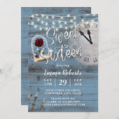Sweet 16 Rustic Fairy Tale Dusty Blue Barn Wood Einladung (Vorne/Hinten)