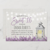 Sweet 16 Rustic Lavendel Floral Weiße Laterne Einladung (Vorne/Hinten)