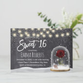 Sweet 16 Rustic Winter Beauty Rose Dome Chalkboard Einladung (Stehend Vorderseite)