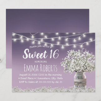 Sweet 16 Rustikale Babys Atemberaubende Blume Dust Einladung