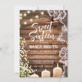 Sweet 16 Rustikale Holzbalken hell modern Einladung (Vorderseite)