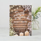 Sweet 16 Rustikale Holzbalken hell modern Einladung (Stehend Vorderseite)