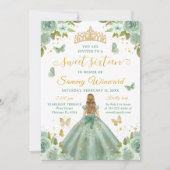 Sweet 16 Sage Green Princess Blonde Girl Einladung (Vorderseite)
