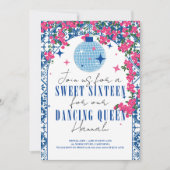 Sweet 16 Santorini Musical Bougainvillea mamma mia Einladung (Vorderseite)