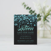 Sweet 16 "Save the Date" Aquamarin Midnight Glam Save The Date (Stehend Vorderseite)