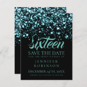 Sweet 16 "Save the Date" Aquamarin Midnight Glam Save The Date (Vorne/Hinten)