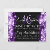 Sweet 16 "Save the Date" Funkellichter Lila Save The Date (Vorderseite)