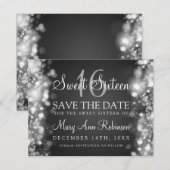 Sweet 16 "Save the Date" funkelnde Lichter Silber Save The Date (Vorne/Hinten)