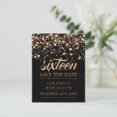 Sweet 16 "Save the Date" Gold Midnight Glam Save The Date (Stehend Vorderseite)
