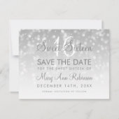 Sweet 16 Save the Date Silver Bokeh Sparkle Lights (Vorderseite)