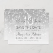 Sweet 16 Save the Date Silver Bokeh Sparkle Lights (Vorne/Hinten)