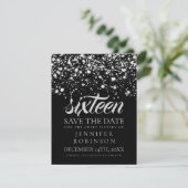 Sweet 16 "Save the Date" Silver Midnight Glam Save The Date (Stehend Vorderseite)