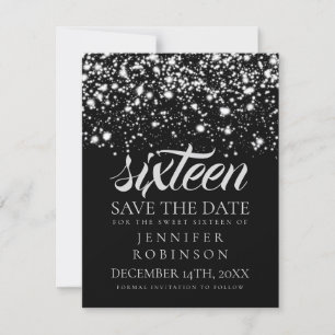 Sweet 16 "Save the Date" Silver Midnight Glam Save The Date
