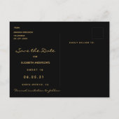 Sweet 16 Schwarz-Gold-Rosa-Florale Save the Date Postkarte (Rückseite)