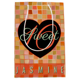 Sweet 16 Schwarz Herz Teeny Mittlere Geschenktüte